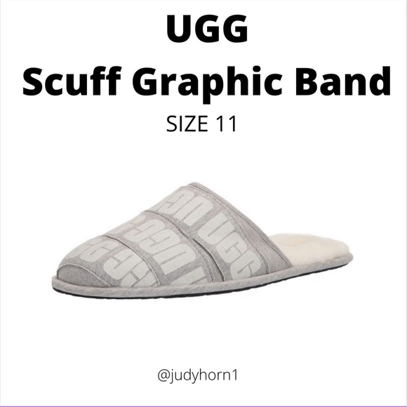 FATHER'S DAY SHOPPING " CLOSET SAMPLE"UGG Size 11 Men’s Scuff Graphic Band Grey" - Picture 4 of 11